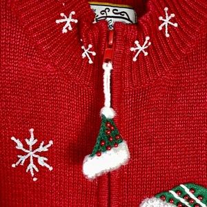 Heirloom Collectibles Holiday Sweater Embellished Appliqués Red w/ Snowmen Sz XL